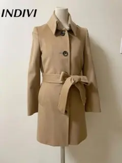 INDIVI カシミヤ混スタンドカラーコート