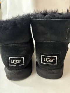 UGG ブラック ムートンブーツ ファー付き