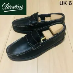 美品【パラブーツ×BEAMS】ローファー モカシン デッキシューズ 黒 UK6