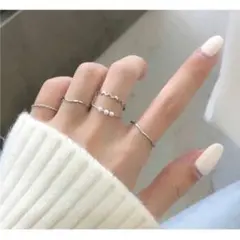 リング シルバーリング レディース 指輪 5点 韓国 重ね付け おしゃれ