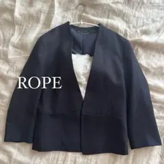極美品☆ROPÉ ノーカラージャケット ネイビー　36