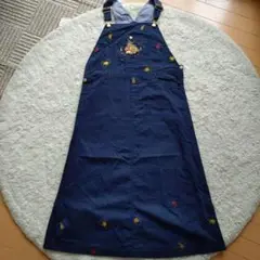 Ketty ケティ　フルーツ刺繍デザイン ネイビー サロペット