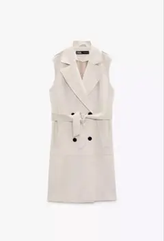 ZARA/フェイクスエード ダブルブレストベスト Sサイズ エクリュ