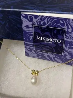 ミキモト 刻印 美品 K18 パール リボン ネックレス