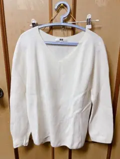 UNIQLO ユニクロ ニット セーター ホワイト アイボリー M Vネック