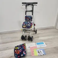 【美品】幸和製作所 ニューウォーキング シルバーカー 花柄 ブザー 折りたたみ