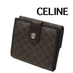 【準美品】CELINE 三つ折財布 マカダム BRW金ボタン PVC