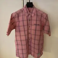 00s ピンクチェック　ワイドシャツ