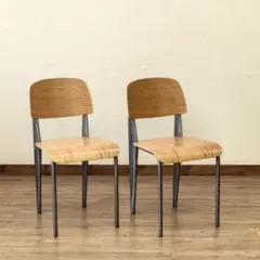 Standard　Chair　2脚セット 　座面ナチュラル脚シルバー