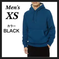 メンズ パーカー フーディー シェルパ裏地 もこもこ プルオーバー 黒 XS