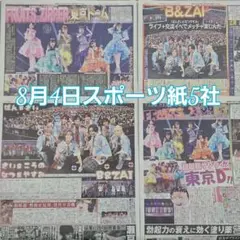 匿名配送！送料込み！ 8月4日 朝刊　 スポーツ紙全5社