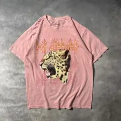 Q20 古着80s復刻　Def Leppard バンTシャツ　ピンク