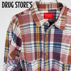 【0211】drug store's チェックシャツ 長袖 ゆったり 綿