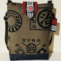 感謝価格★商標柄　キャンバス×デニム　和柄　ショルダーバッグ