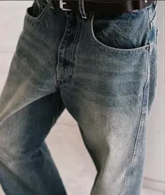 タグ付 ライトインディゴ VINTAGE WASHED CURVED DENIM
