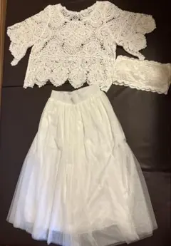 マタニティフォト衣装 3点セット ホワイト系