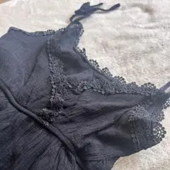 黒いレース付きキャミワンピース 春 夏
