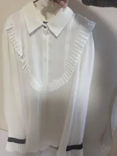 即購入可 美品 ZARA BASIC フリル付き白シャツ 長袖