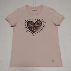 【美品】COACH コーチ キースヘリング ハート スパンコール Tシャツ