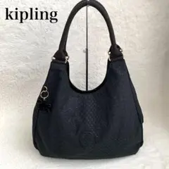 kipling パイソン柄 トートバッグ モンキーチャーム付き ブラック