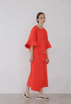 【美品】ADORE アドーア ラッフルセットアップ オレンジ レッド