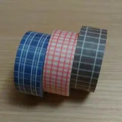 チェック柄マスキングテープ3個セット