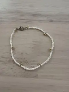 ハンドメイド ホワイトビーズ ブレスレット