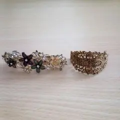 花モチーフ バレッタ 二点
