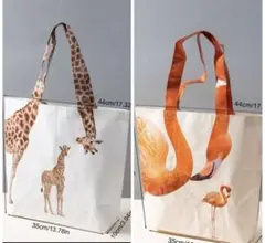 キリン親子　フラミンゴエコバッグ
