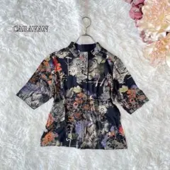 ⚫︎CARAVANキャラバン　花柄コットンブラウス　奇抜　派手柄（11R）日本語
