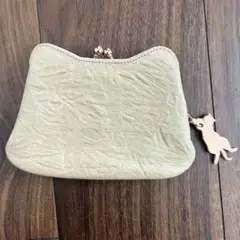 牛本革 aoneco 猫型ガマ口財布 ポーチ 薄型 グレージュ 日本製