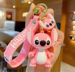 スティッチ シリコンキーホルダー ピンク