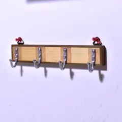 【ハンドメイド 木工】 壁掛け ４連 キーフック シンプルデザイン キーホルダー