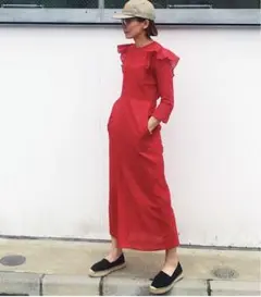 holiday ホリデー フリルワンピース 赤