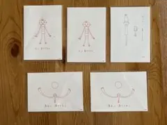 手書き風イラストポストカード5枚セット