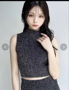 グリッターノースリニットトップス　リゼクシー