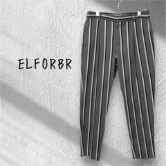 ELFORBR エルフォーブル　グレー ストライプ カジュアルパンツ