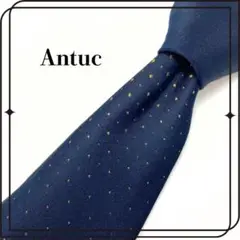 Antuc ネイビー ドット柄 ネクタイ 紺 ネイビー シンプル アシンメトリー