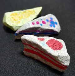 作品No.5【フルーツケーキ】ストーンアート 3点セット
