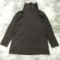 【美品✨】レディース ハイネックカットソー (LL) 大きめサイズ ウール100