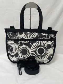 レスポートサック LeSportsac ショルダーバッグ 白黒 2way 花柄