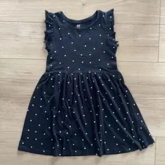 H&M ドット柄 フリル袖 ノースリーブワンピース