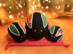 お正月飾り ちりめん細工 ハンドメイド 黒兎