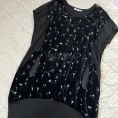 TSUMORI CHISATO 黒 ベルベット 半袖チュニック ワンピース
