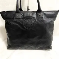 トリーバーチ キルティング レザー トートバッグ ビジネスバッグ A4 ロゴ 黒
