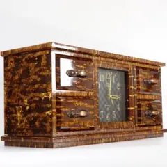 【希少】桜皮細工 角館 秋銘製作所 伝統 工芸品 樺細工 置時計 桜革細工 箪笥