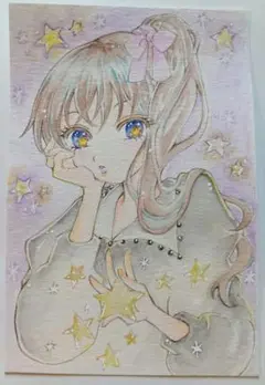 手描きオリジナルイラストアナログ「星占い」