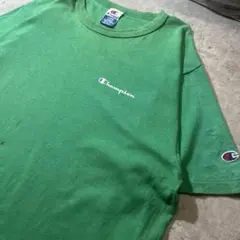 90s Champion ワンポイントロゴ 刺繍Tシャツ グリーン USA製