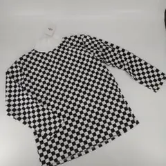 チェッカーフラッグ柄 ハイネック Tシャツ トップス ブロック 格子 新品未使用