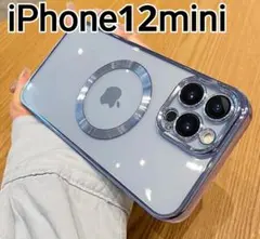 iPhone12mini 　クリア　ふちどり　ブルー　 マグセーフ